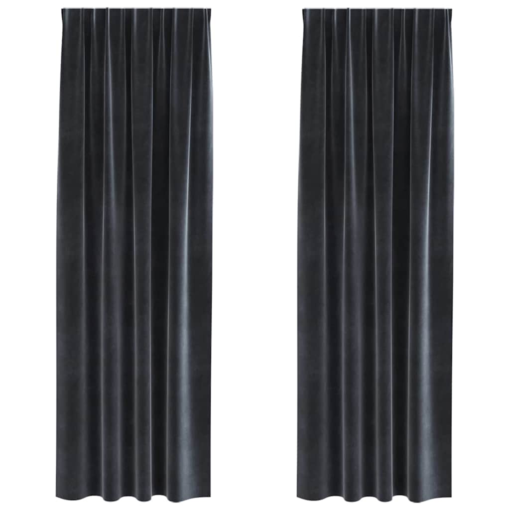 Vidaxl verduisterende gordijnen 2 pcs donkergrijs 140 x 245 cm fluweel