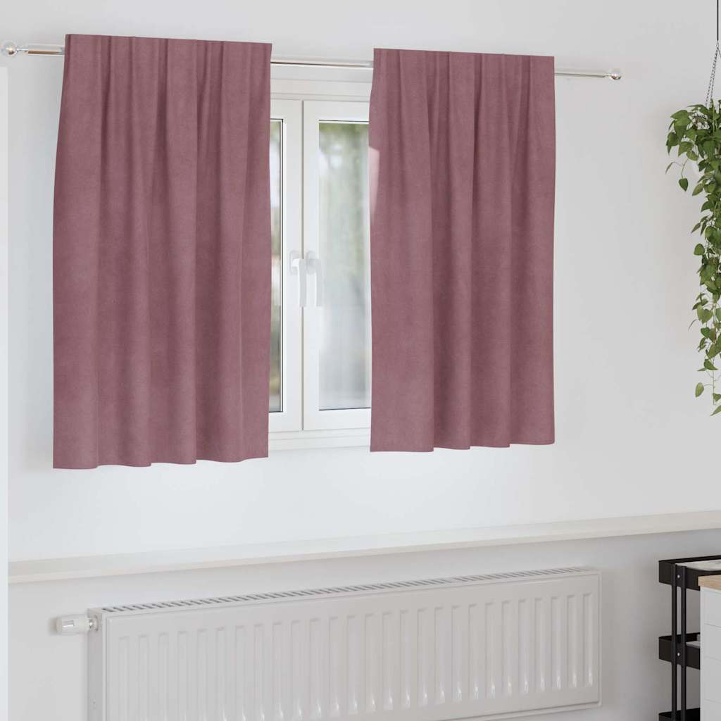 Vidaxl verduisterende gordijnen 2 pcs donkerroze 140 x 140 cm fluweel