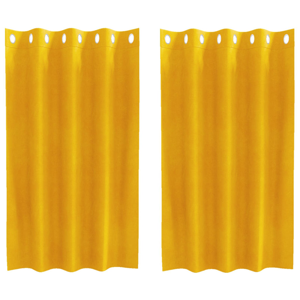 Vidaxl verduisterende gordijnen 2 pcs mosterdgeel 140 x 140 cm fluweel