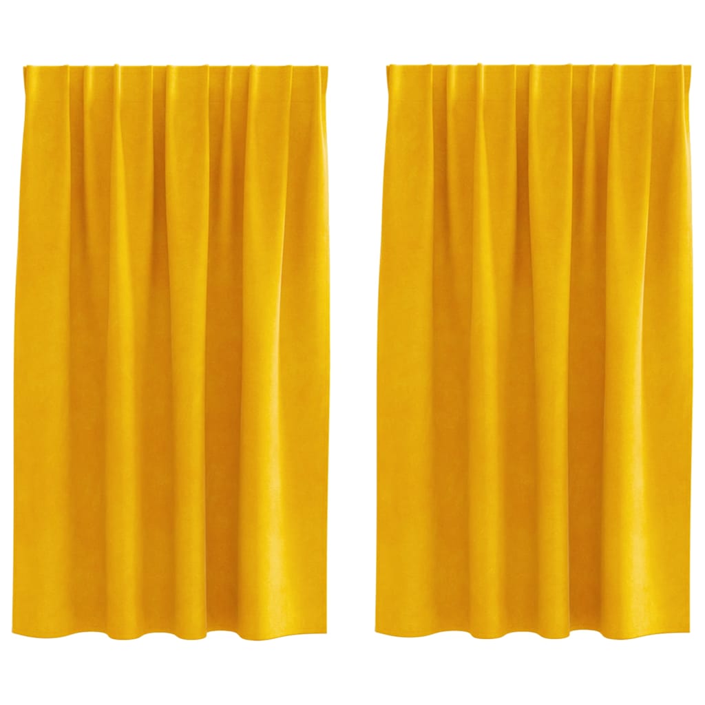 Vidaxl verduisterende gordijnen 2 pcs mosterdgeel 140 x 140 cm fluweel