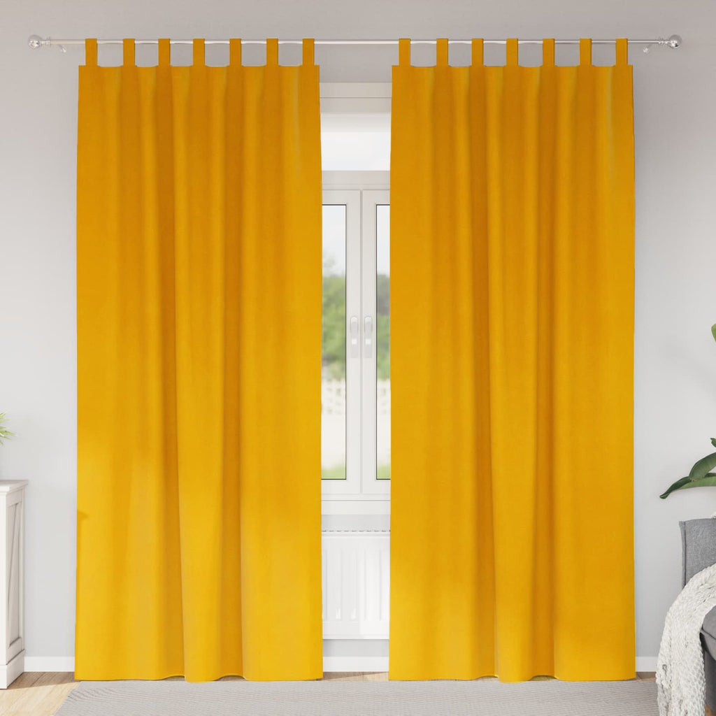 Vidaxl verduisterende gordijnen 2 pcs mosterdgeel 140 x 225 cm fluweel