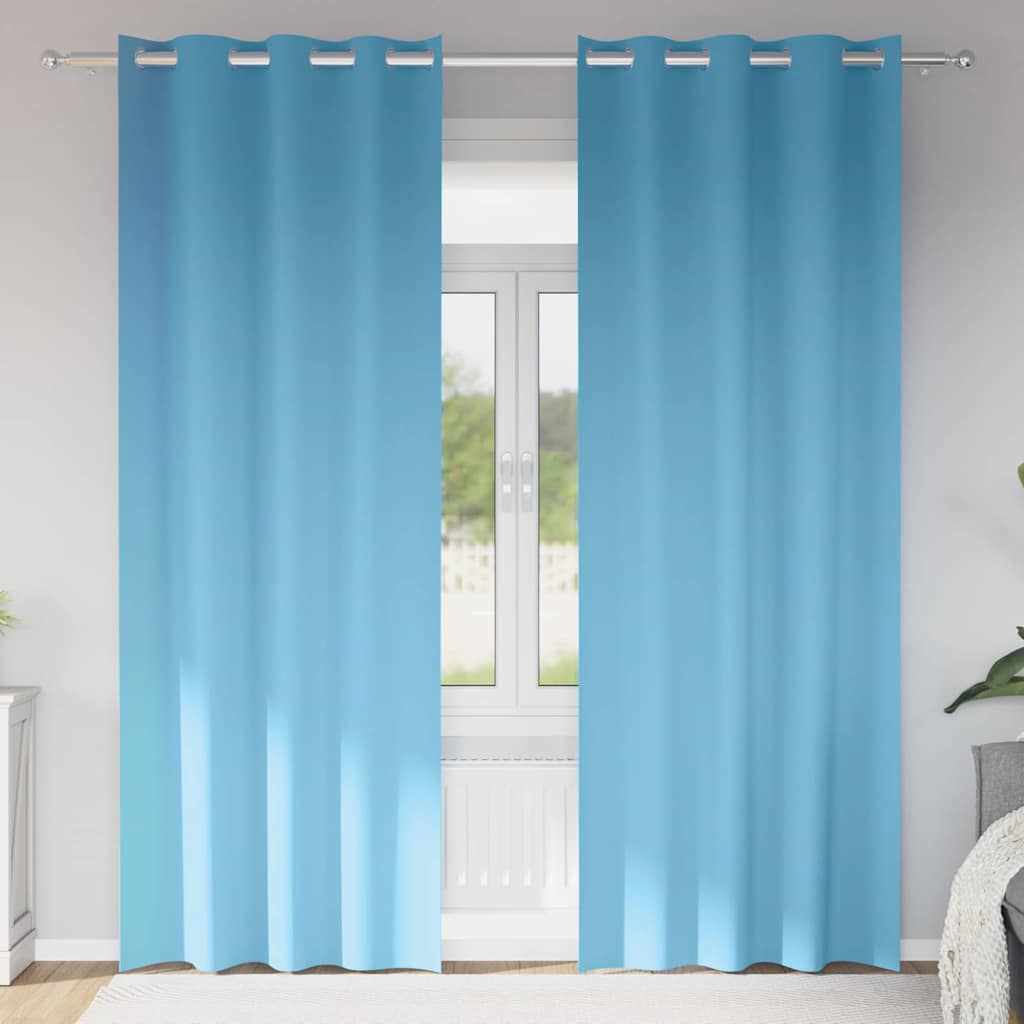 Vidaxl zwart-out gordijnen met ringen 2 pcs lichtblauw 245 x 140 cm
