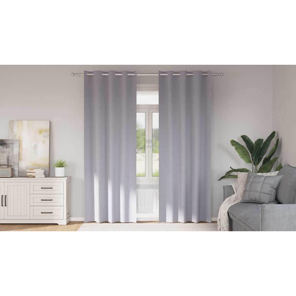 Vidaxl zwart-out gordijnen met ringen 2 pcs metaalgrijs 260 x 140 cm