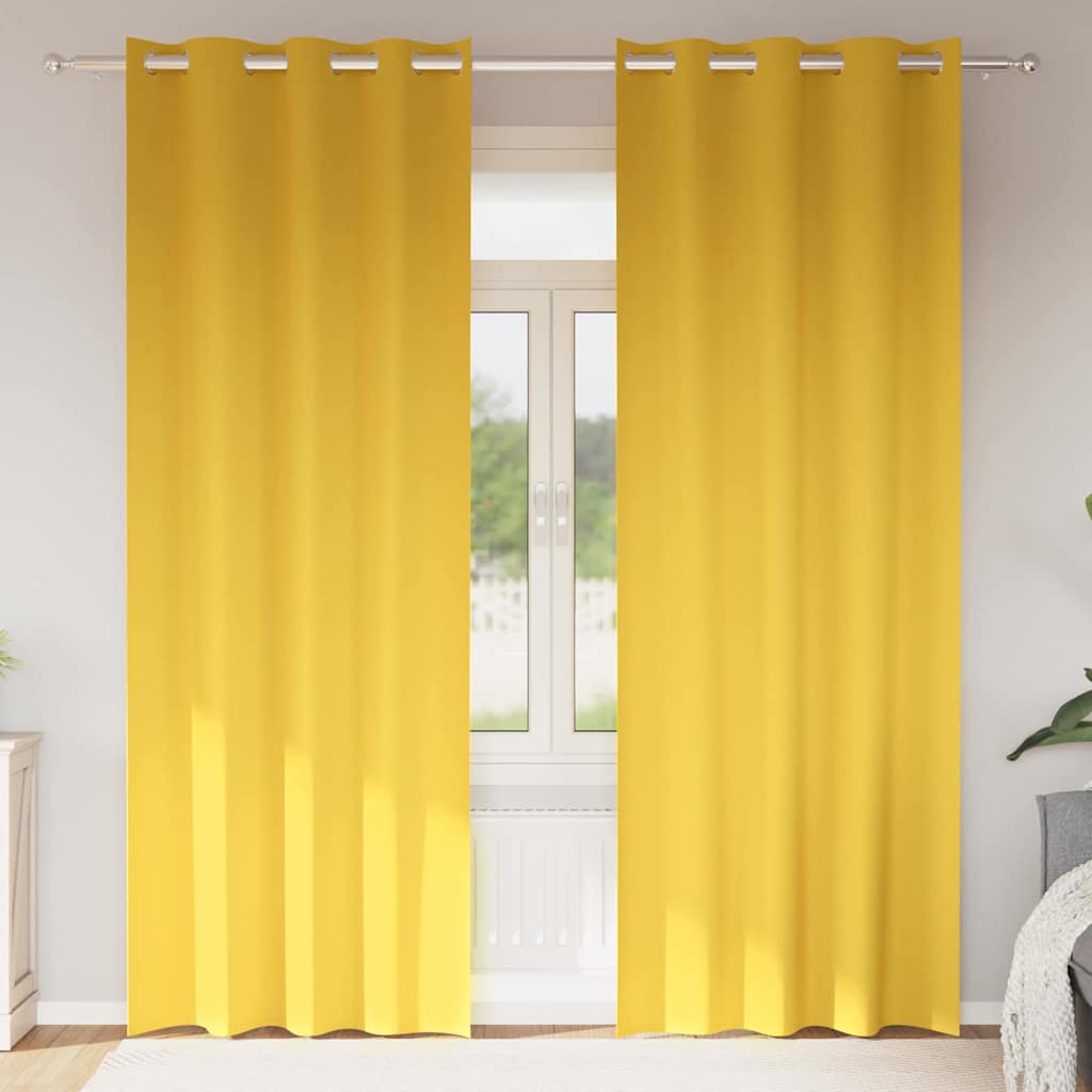 Vidaxl zwart-out gordijnen met ringen 2 pcs mosterdgeel 260 x 140 cm