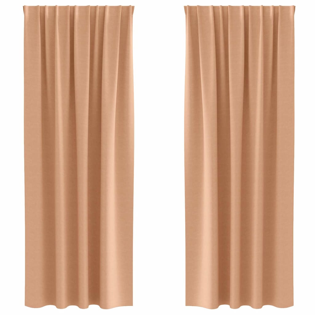 Vidaxl zwart-out gordijnen met ringen 2 pcs licht bruin 245 x 140 cm