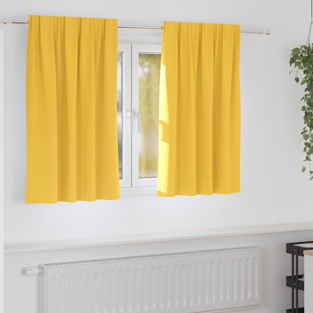 Vidaxl zwart-out gordijnen met ringen 2 pcs mosterdgeel 140 x 140 cm