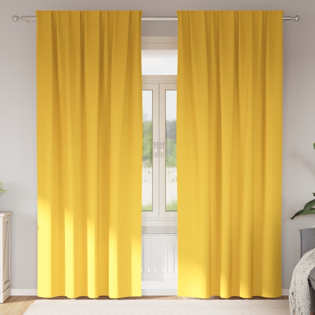 Vidaxl zwart-out gordijnen met ringen 2 pcs mosterdgeel 260 x 140 cm
