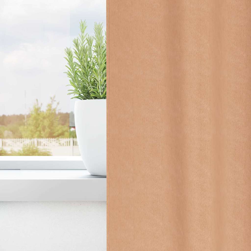Vidaxl zwart-out gordijnen met ringen 2 pcs licht bruin 175 x 140 cm