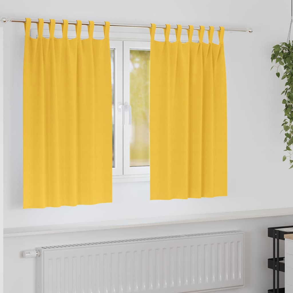 Vidaxl zwart-out gordijnen met ringen 2 pcs mosterdgeel 140 x 140 cm