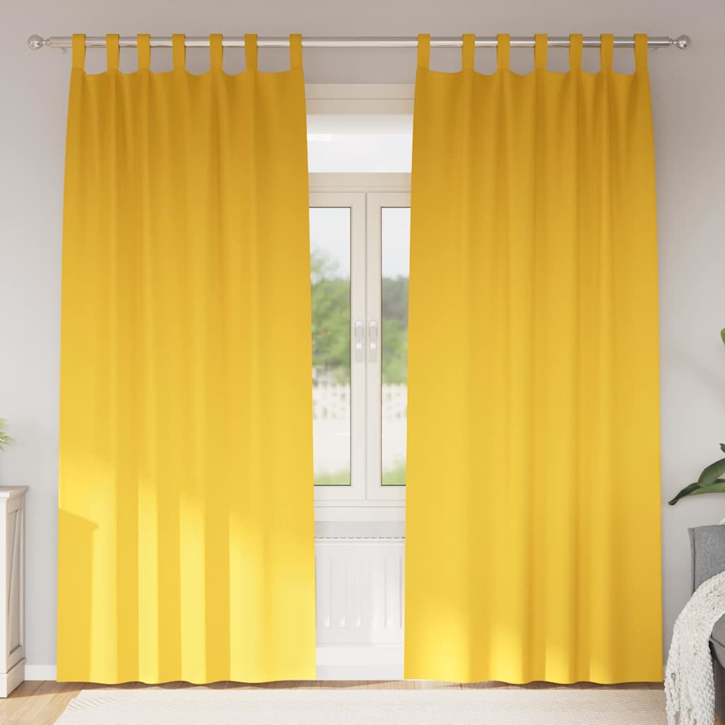 Vidaxl zwart-out gordijnen met ringen 2 pcs mosterdgeel 245 x 140 cm