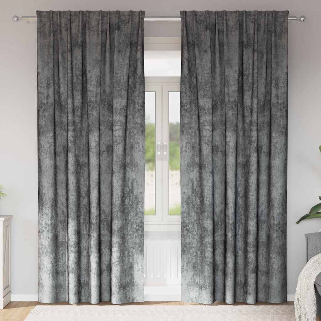 Vidaxl velvet gordijnen met gordijnen 2 pcs grijs 260 x 140 cm fluweel