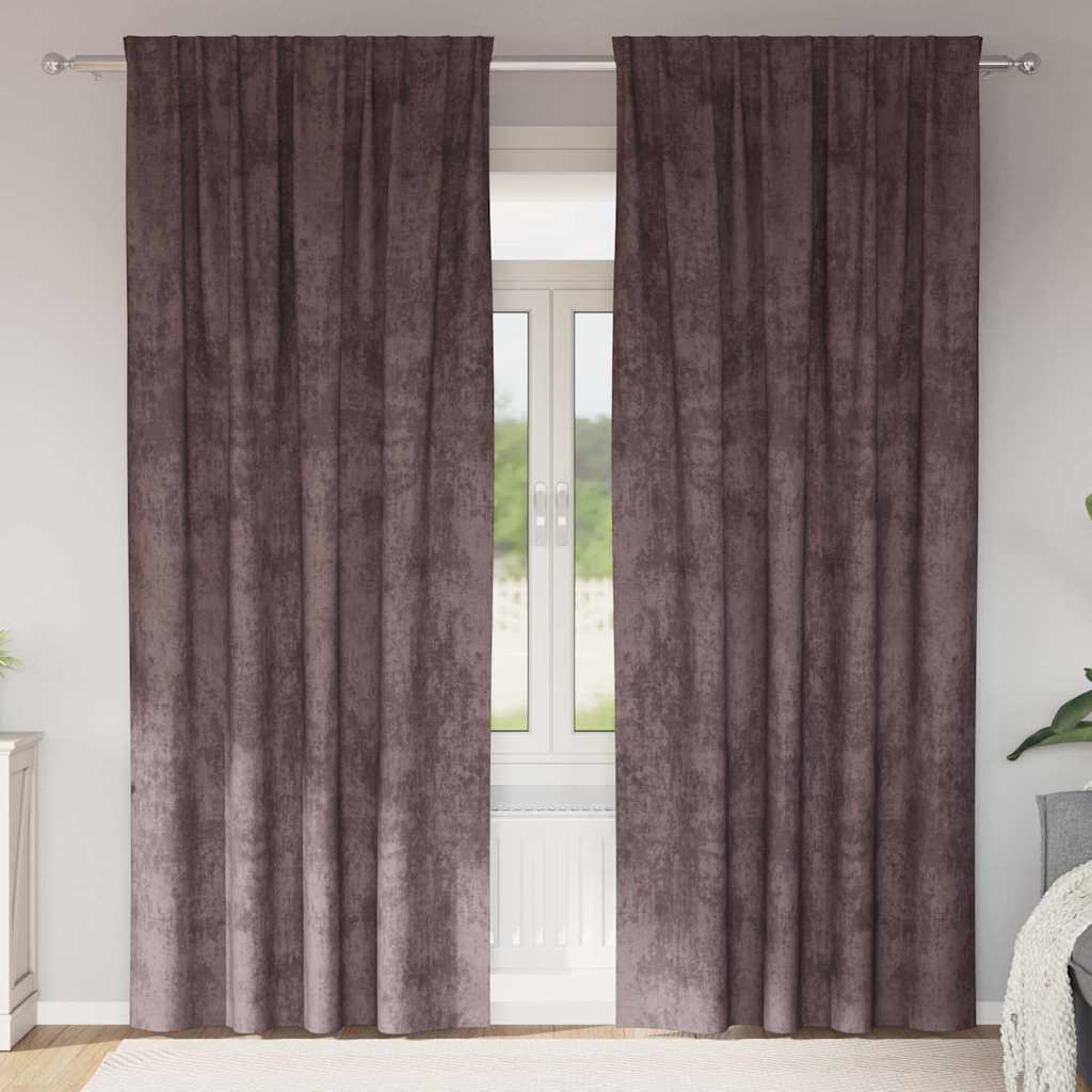 Vidaxl velvet gordijnen met gordijnen 2 pcs bruin 245 x 140 cm fluweel