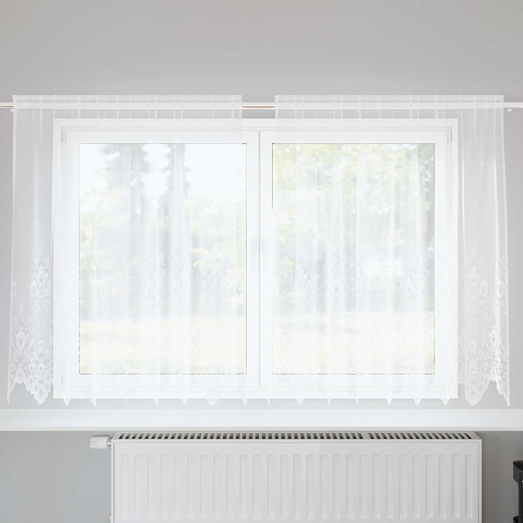 Vidaxl kantgordijn met gordijnen bloemen wit 140 x 200 cm polyester