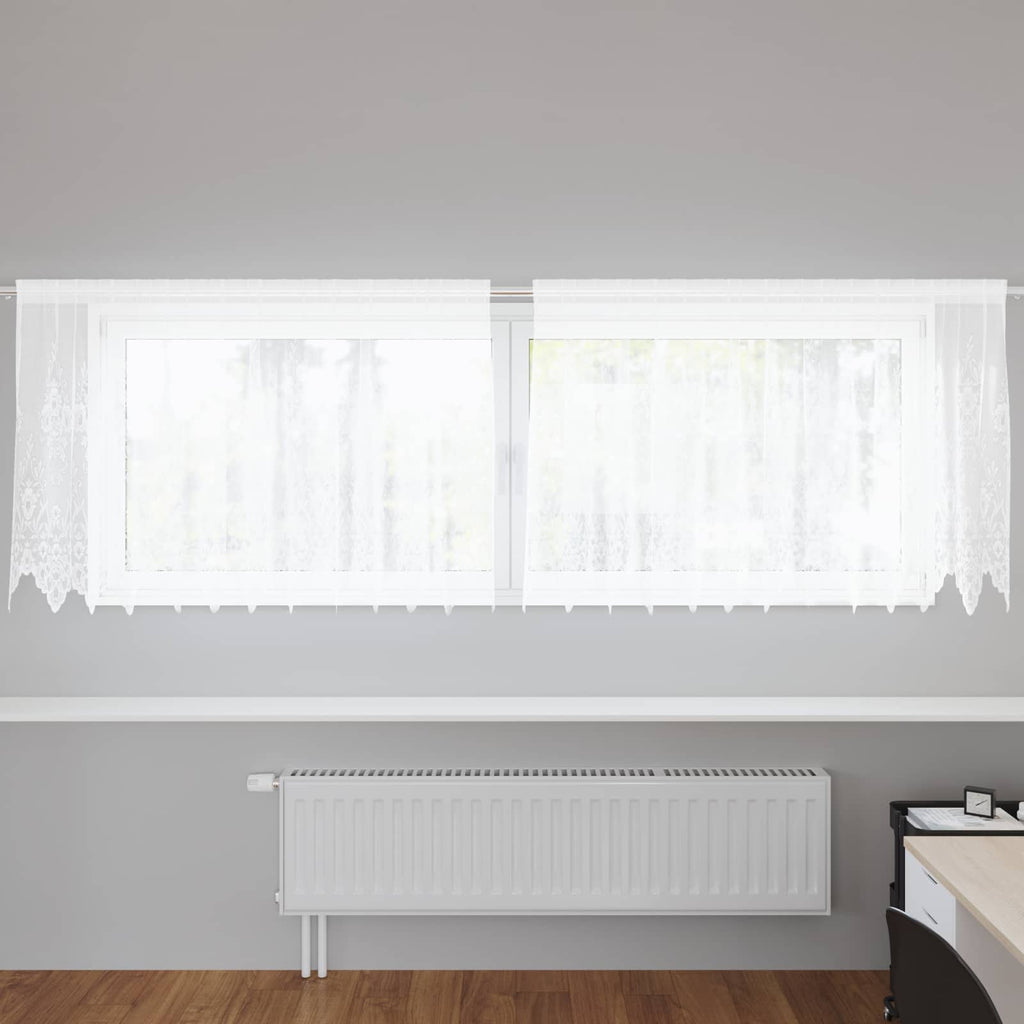 Vidaxl kantgordijn met gordijnen bloemen wit 100 x 300 cm polyester