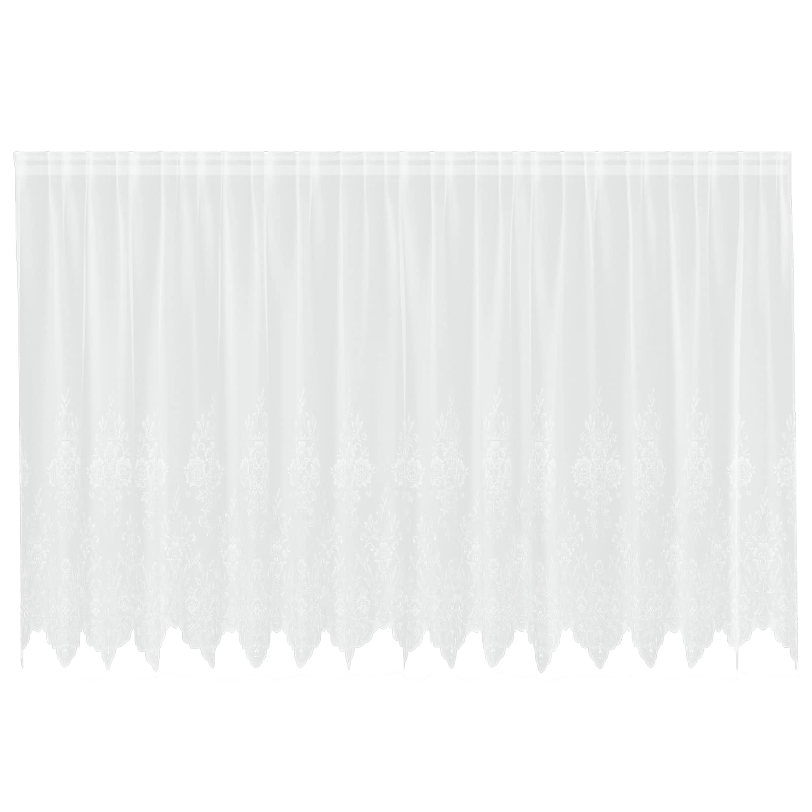 Vidaxl kantgordijn met gordijnen bloemen wit 140 x 400 cm polyester
