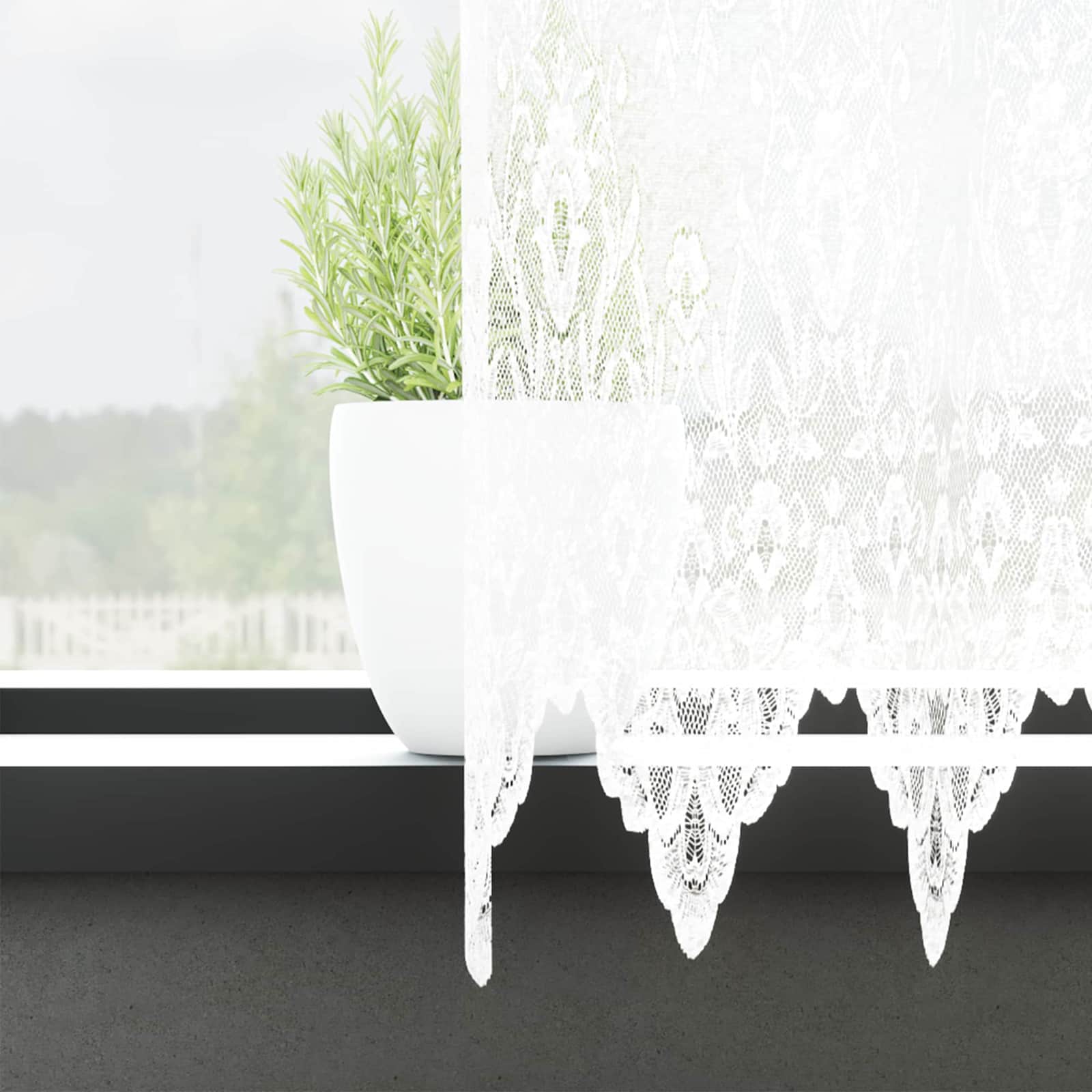 Vidaxl kantgordijn met gordijnen bloemen wit 160 x 900 cm polyester