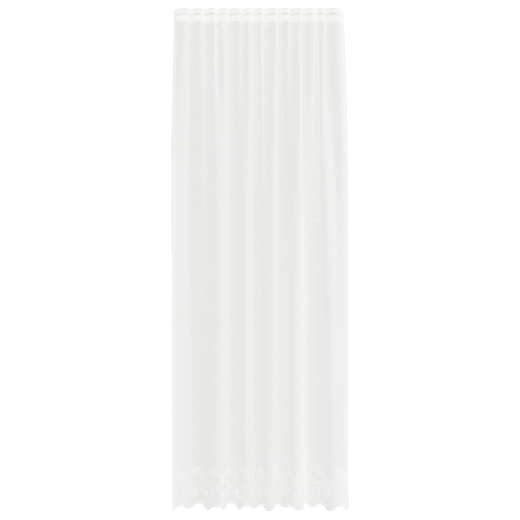 Vidaxl kantgordijn met gordijnen bloemen wit 280 x 150 cm polyester
