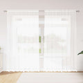 Vidaxl kantgordijn met gordijnen bloemen wit 200 x 200 cm polyester