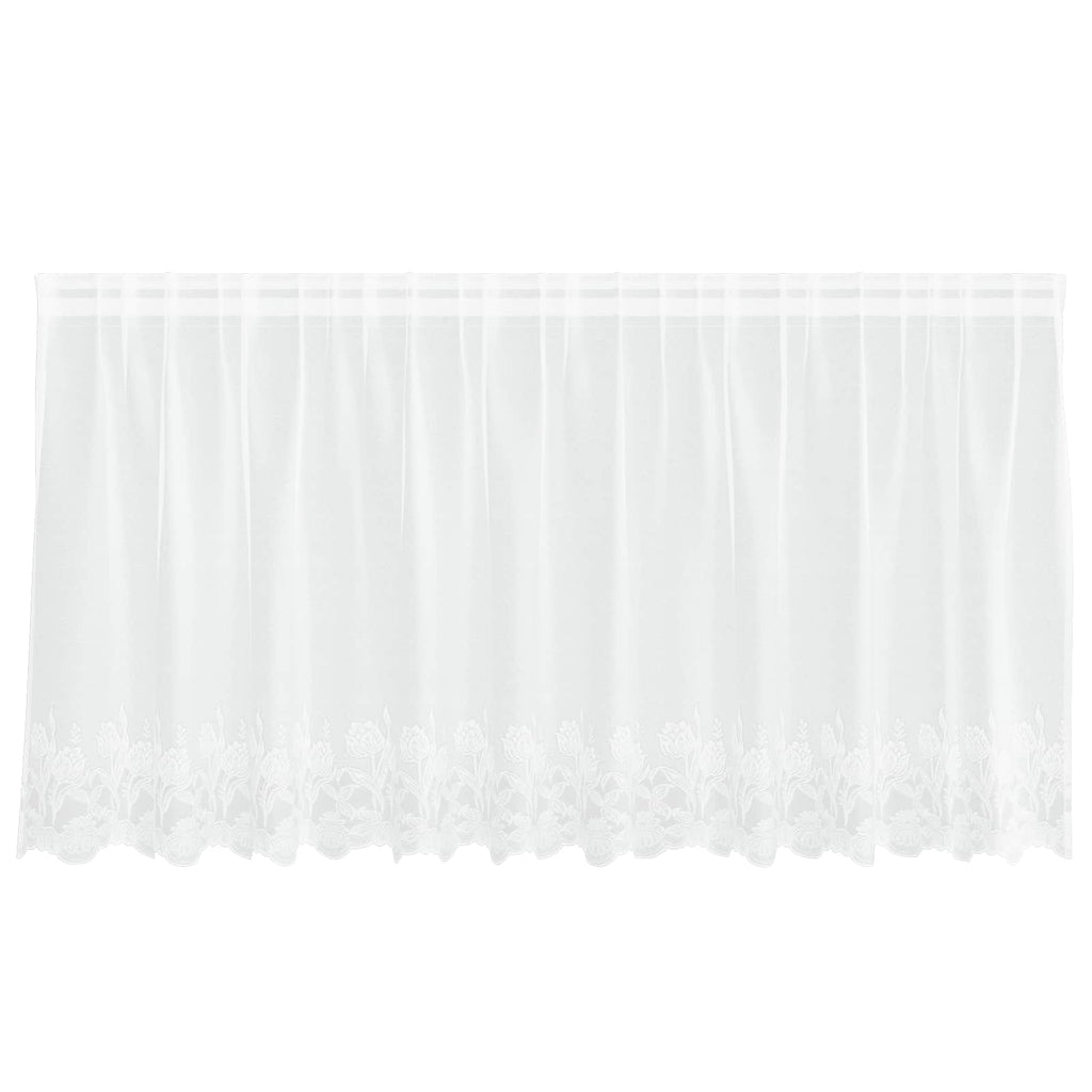 Vidaxl kantgordijn met gordijnen bloemen wit 100 x 300 cm polyester
