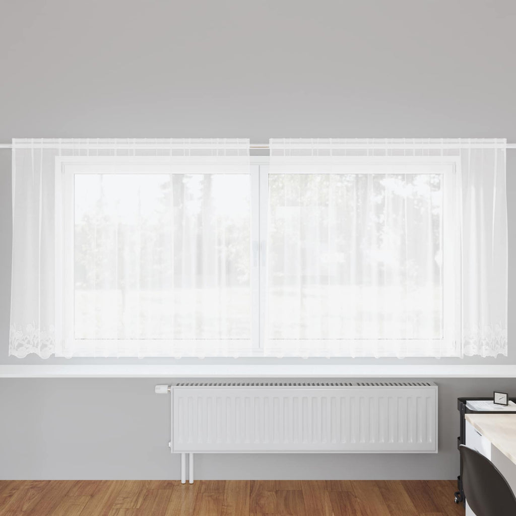 Vidaxl kantgordijn met gordijnen bloemen wit 180 x 300 cm polyester