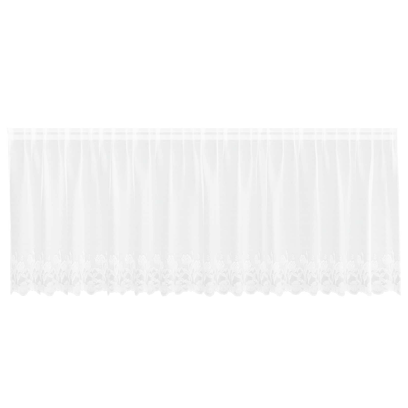 Vidaxl kantgordijn met gordijnen bloemen wit 120 x 400 cm polyester