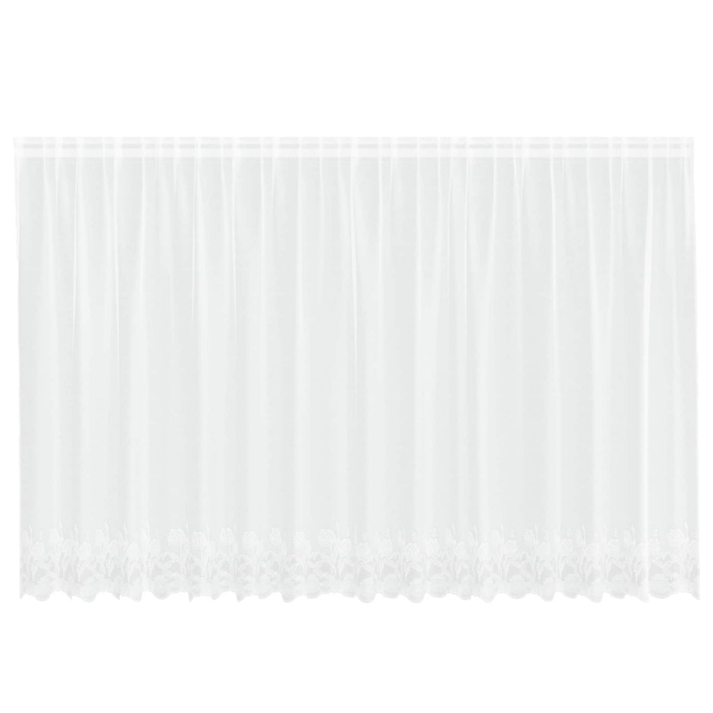 Vidaxl kantgordijn met gordijnen bloemen wit 180 x 400 cm polyester