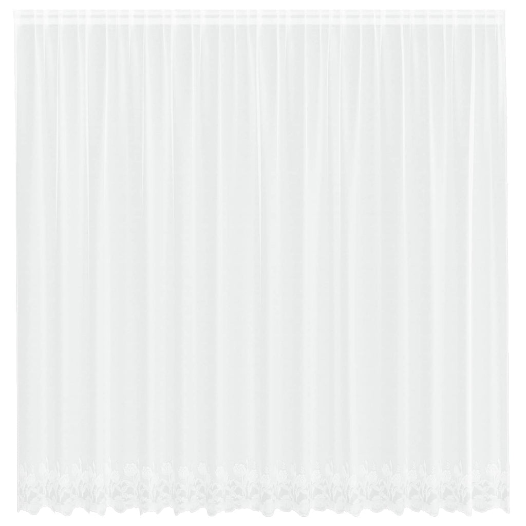Vidaxl kantgordijn met gordijnen bloemen wit 245 x 400 cm polyester