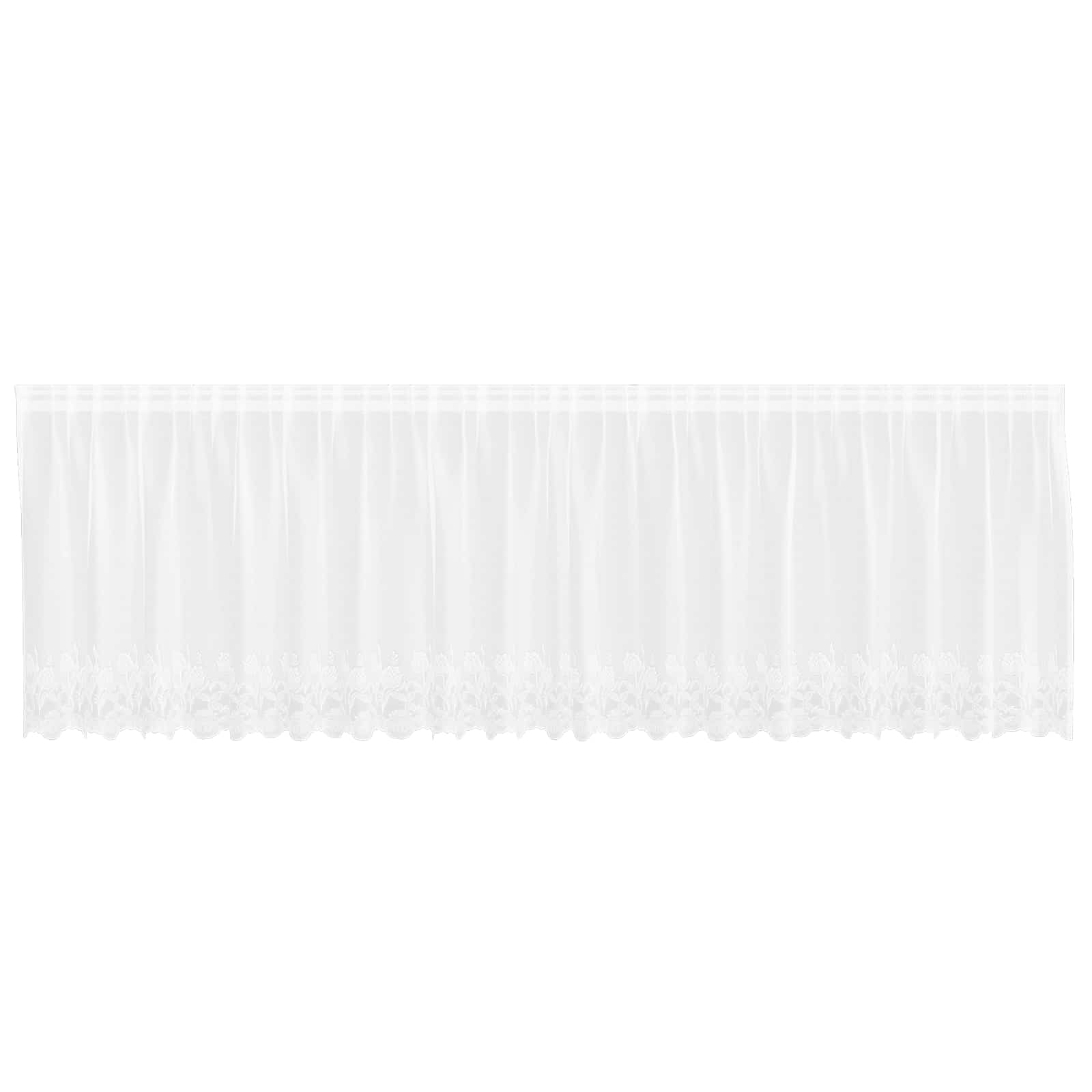 Vidaxl kantgordijn met gordijnen bloemen wit 80 x 500 cm polyester