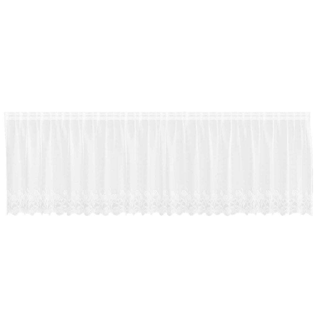 Vidaxl kantgordijn met gordijnen bloemen wit 100 x 500 cm polyester