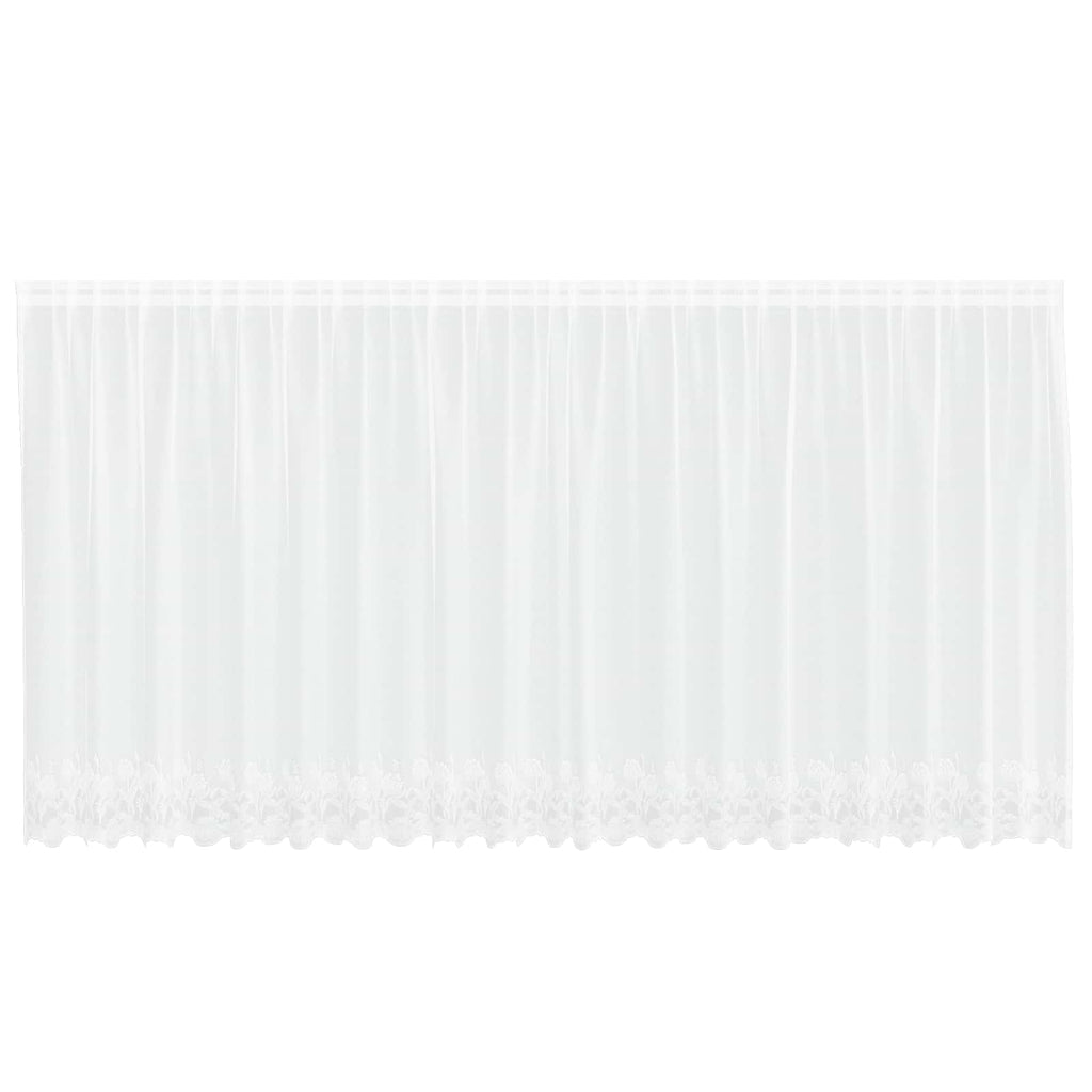 Vidaxl kantgordijn met gordijnen bloemen wit 140 x 500 cm polyester