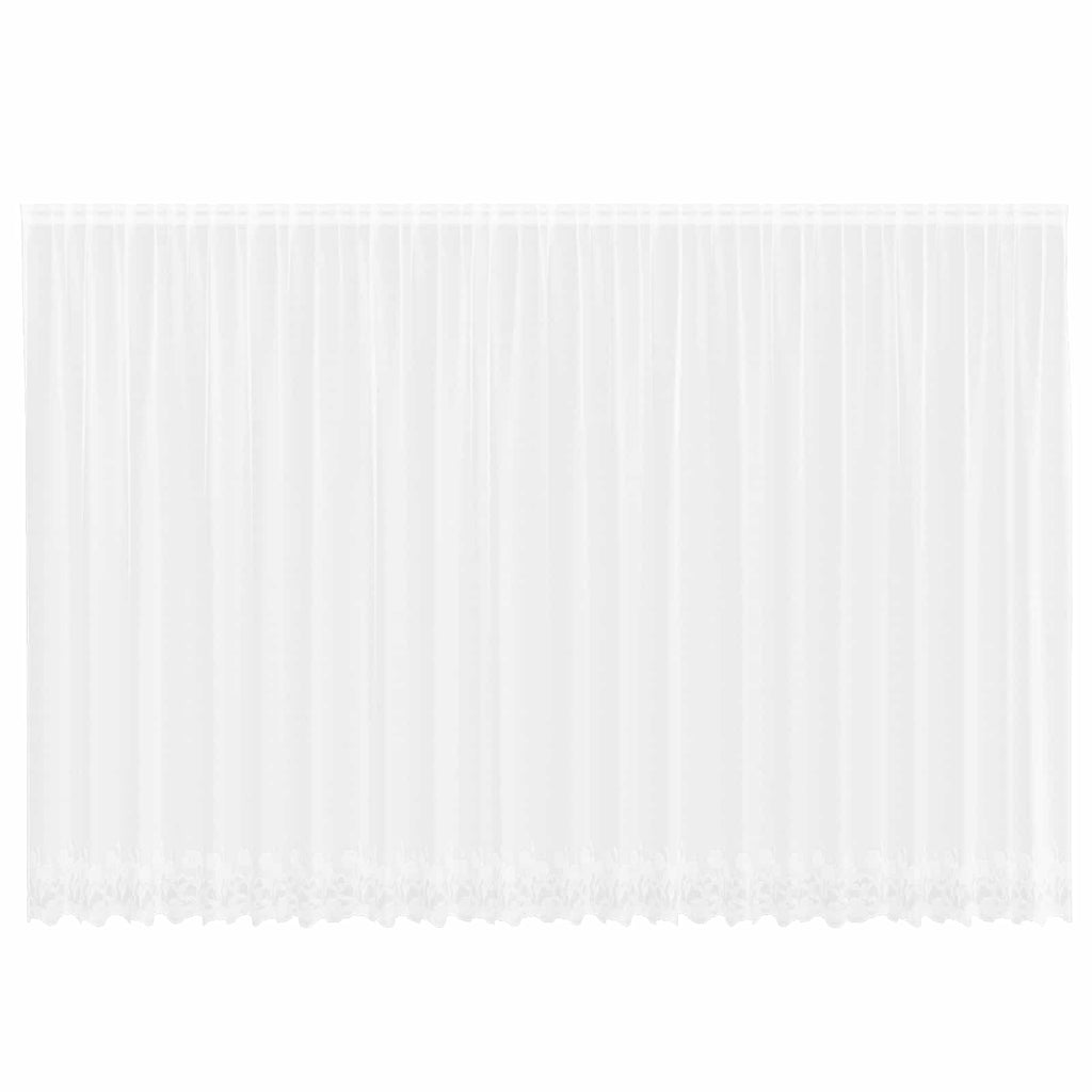 Vidaxl kantgordijn met gordijnen bloemen wit 220 x 600 cm polyester