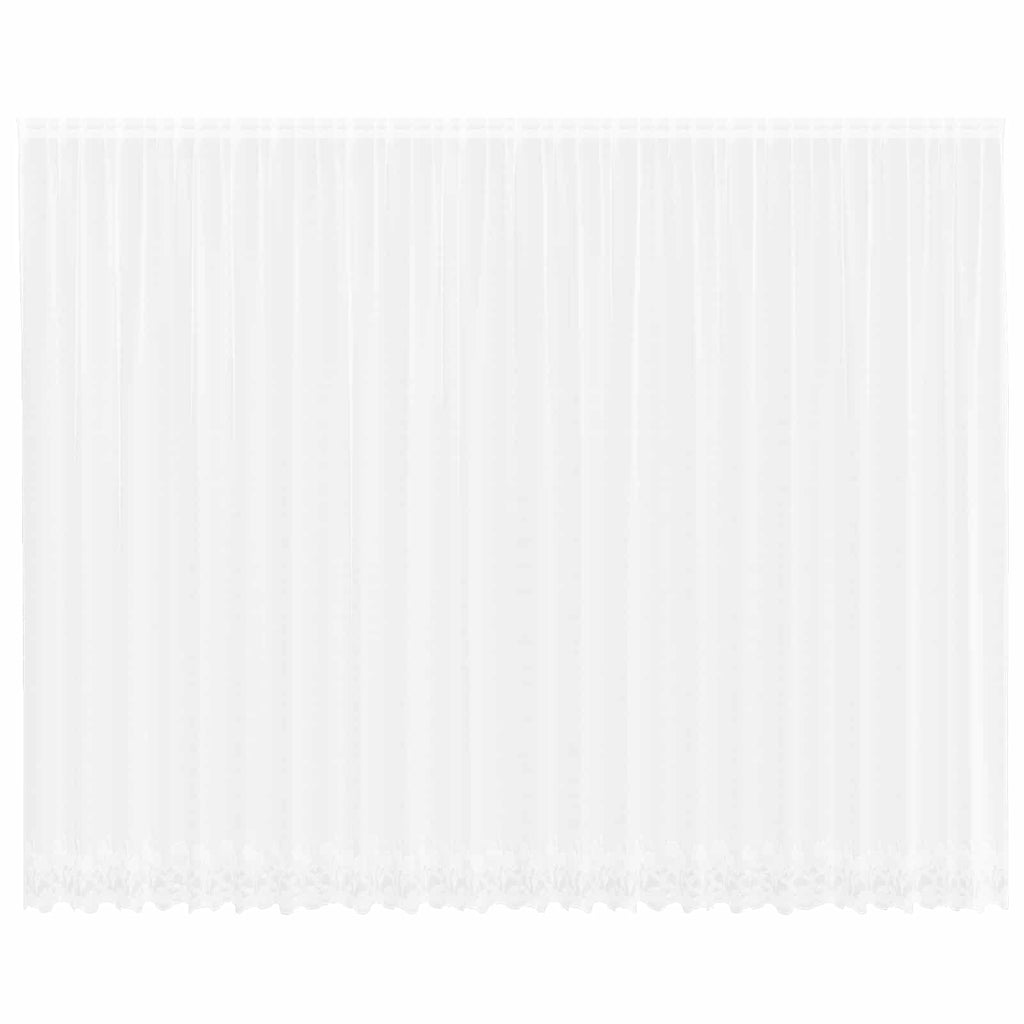 Vidaxl kantgordijn met gordijnen bloemen wit 280 x 600 cm polyester