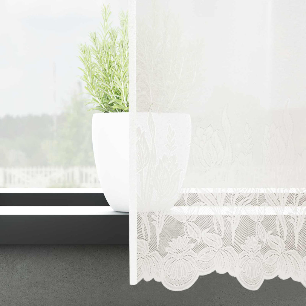 Vidaxl kantgordijn met gordijnen bloemen wit 160 x 750 cm polyester