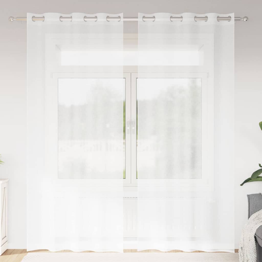 Vidaxl voile gordijn met gordijnen 2 pcs wit 260 x 140 cm polyester