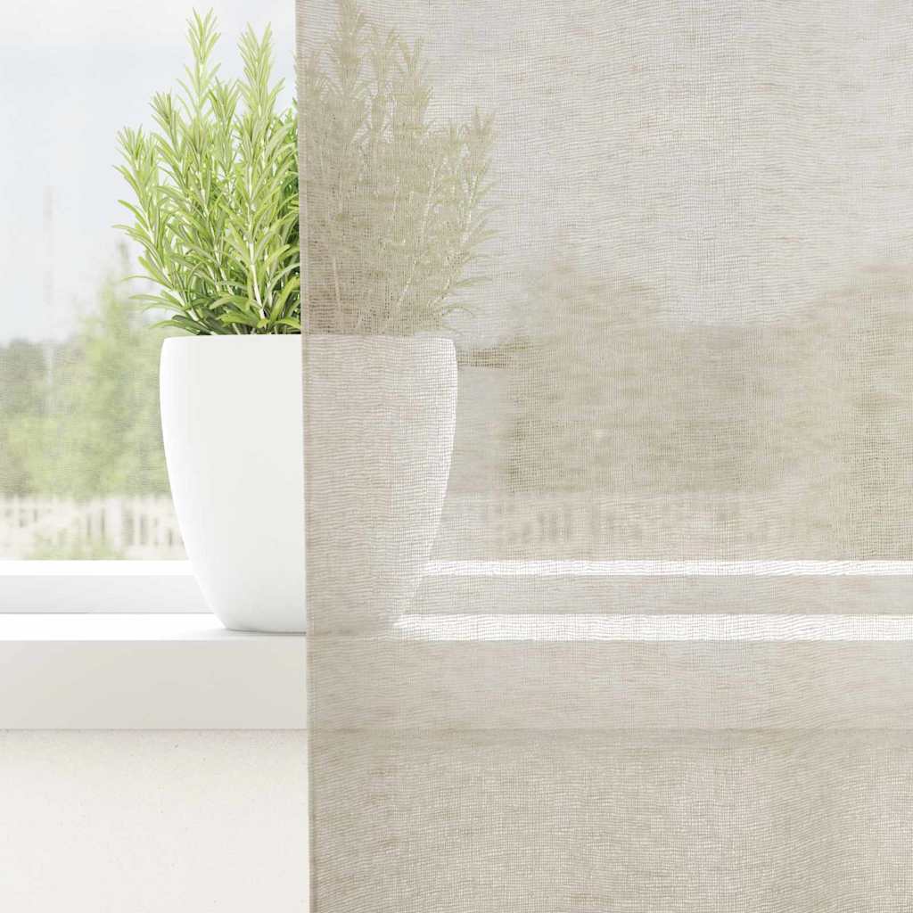 Vidaxl voile gordijn met gordijnen 2 pcs zand 245 x 140 cm polyester
