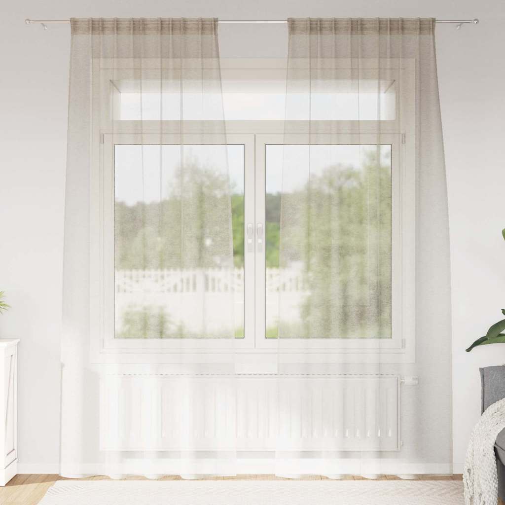 Vidaxl voile gordijn met gordijnen 2 pcs zand 245 x 140 cm polyester