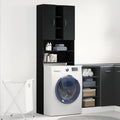 Vidaxl wasmachinekast 64x25,5x190 cm zwart eikenkleur