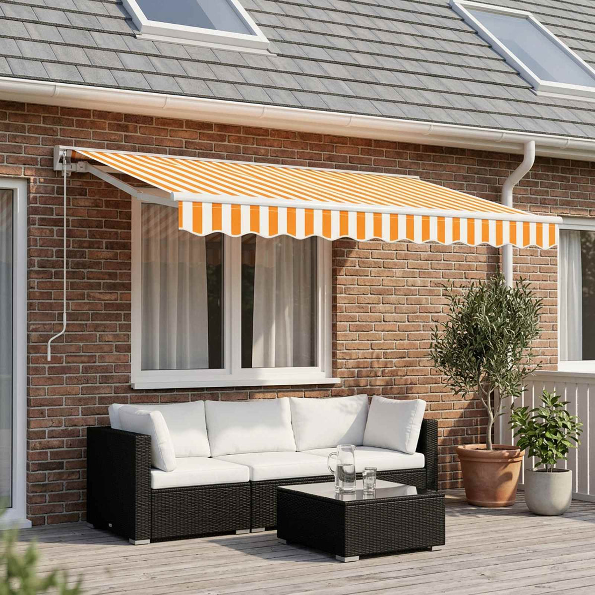 Vidaxl vervangend zonneschermdoek voor 2,5x2 m geel wit gestreept