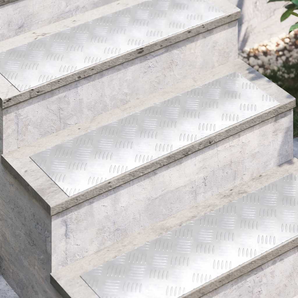 Vidaxl trapmatten 2 st 70 x 20 cm zilver aluminium rechthoekig