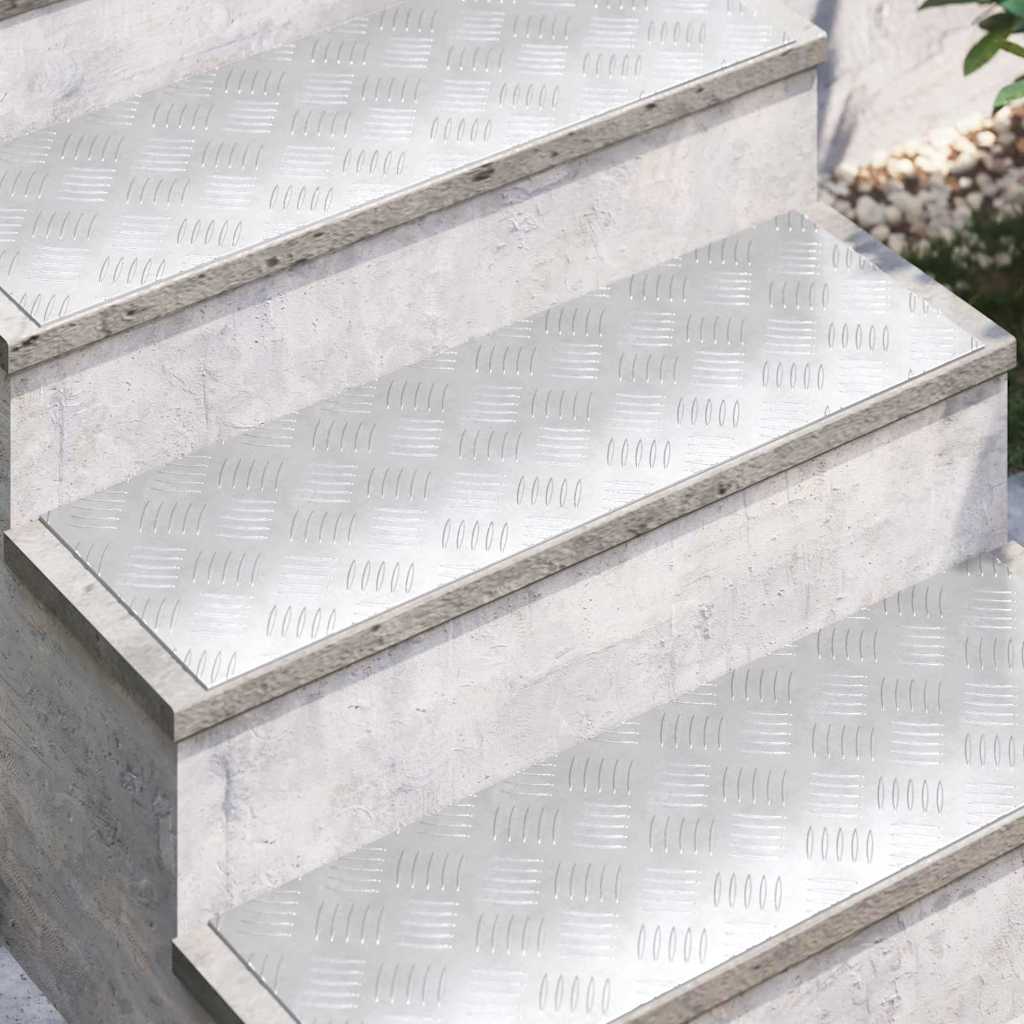 Vidaxl trap tread rechthoekig 2 pcs zilver 75 x 25 cm aluminium