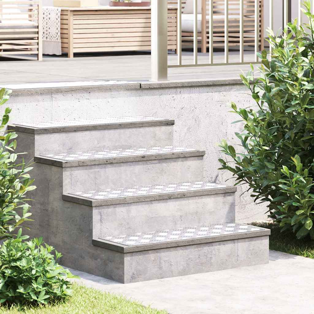 Vidaxl trapmatten 4 st 75 x 25 cm zilver aluminium rechthoekig
