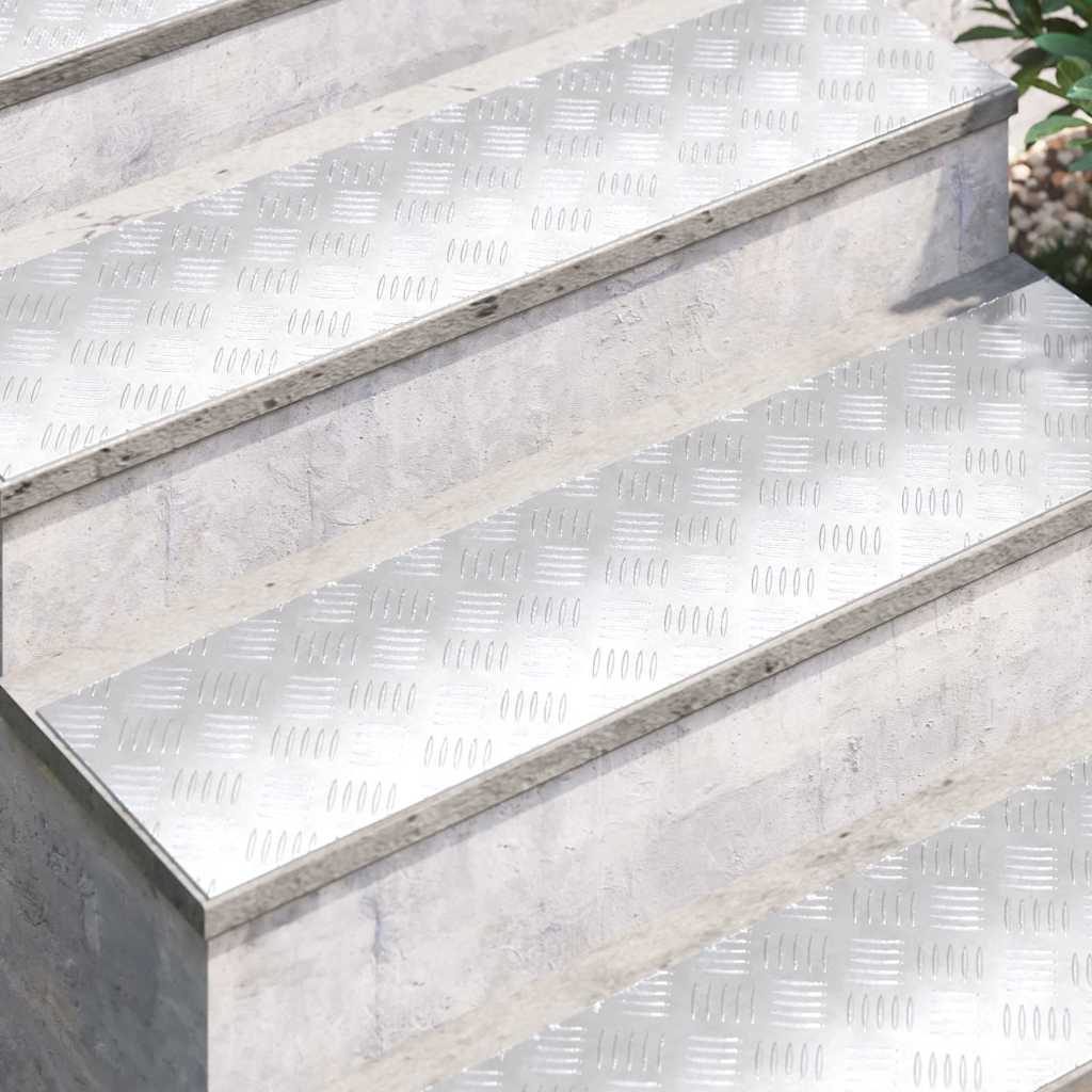 Vidaxl trapmatten 2 st 100 x 25 cm zilver aluminium rechthoekig