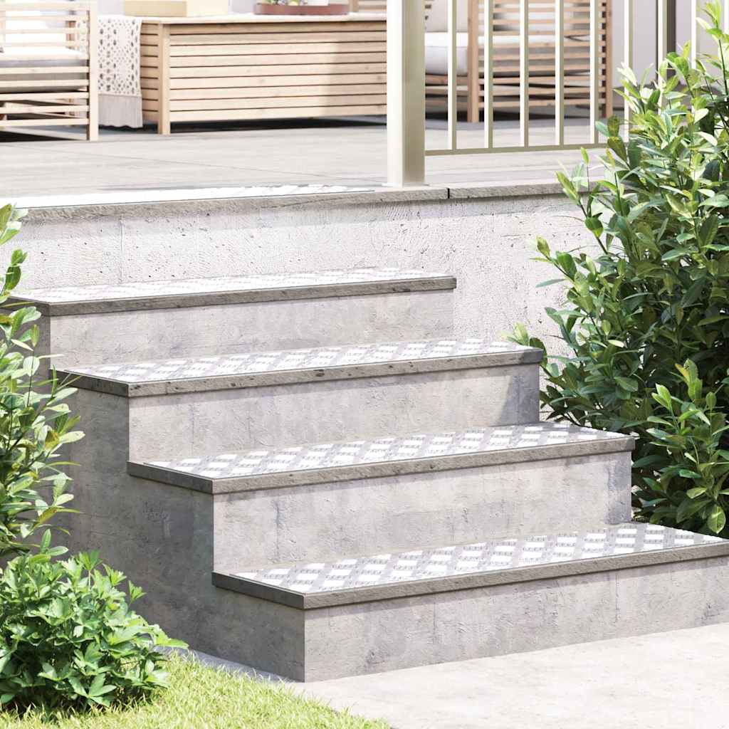 Vidaxl trapmatten 4 st 100 x 25 cm zilver aluminium rechthoekig