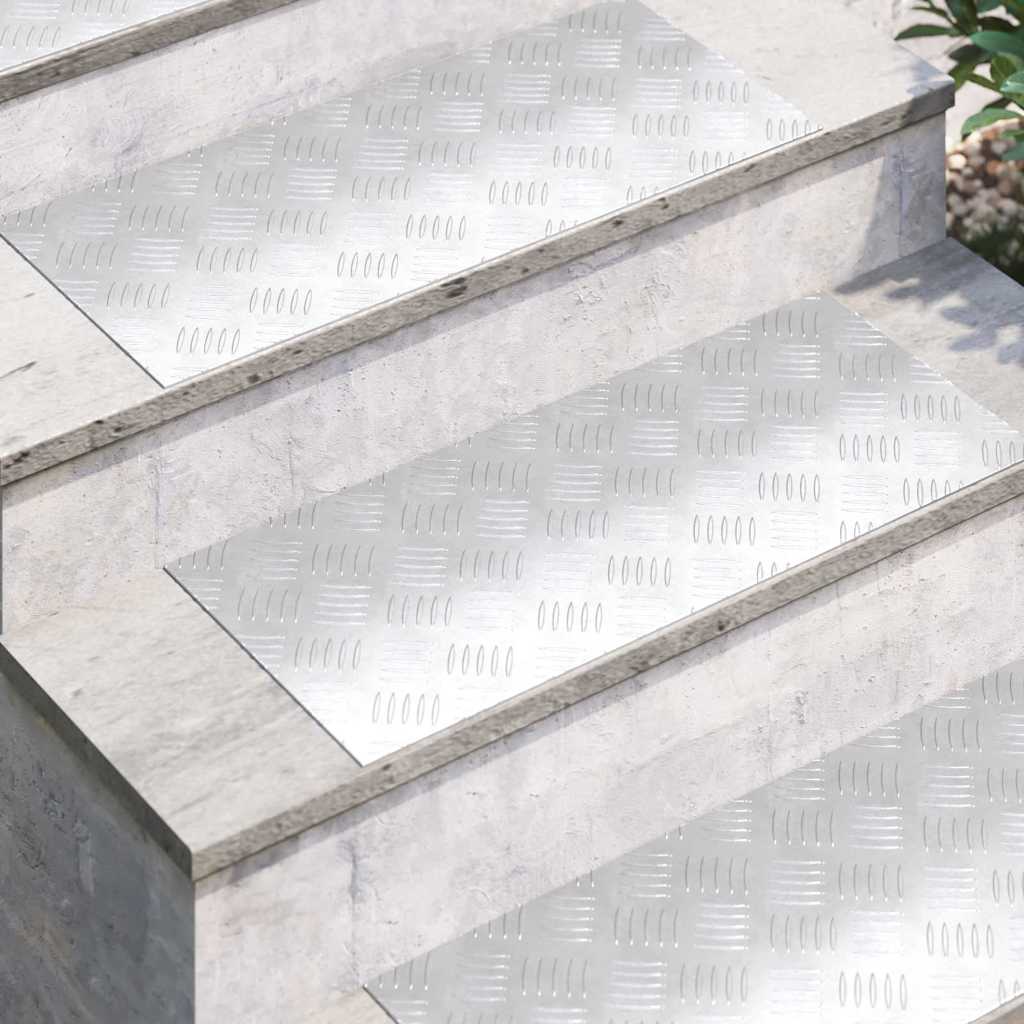 Vidaxl trapmatten 2 st 70 x 30 cm zilver aluminium rechthoekig