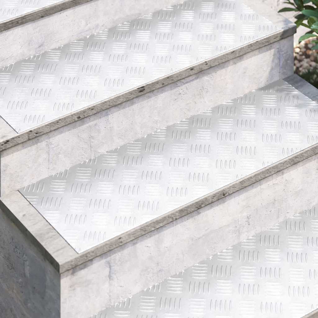 Vidaxl trapmatten 2 st 90 x 30 cm zilver aluminium rechthoekig