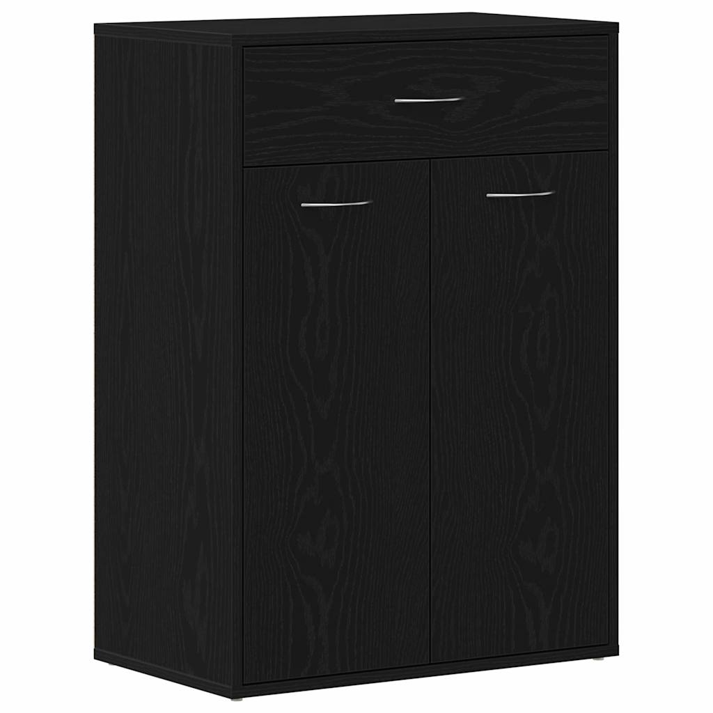 Vidaxl schoenenrek met lade zwart eiken 60 x 35 x 84 cm bewerkt hout