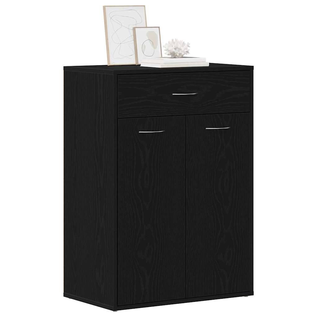 Vidaxl schoenenrek met lade zwart eiken 60 x 35 x 84 cm bewerkt hout