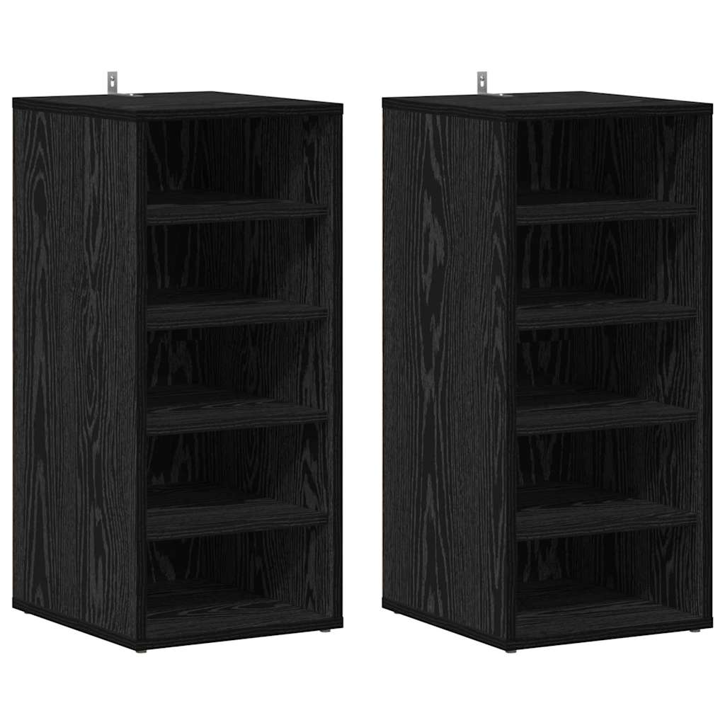 Vidaxl schoenenkast 2 pcs zwart eiken 32 x 35 x 70 cm bewerkt hout