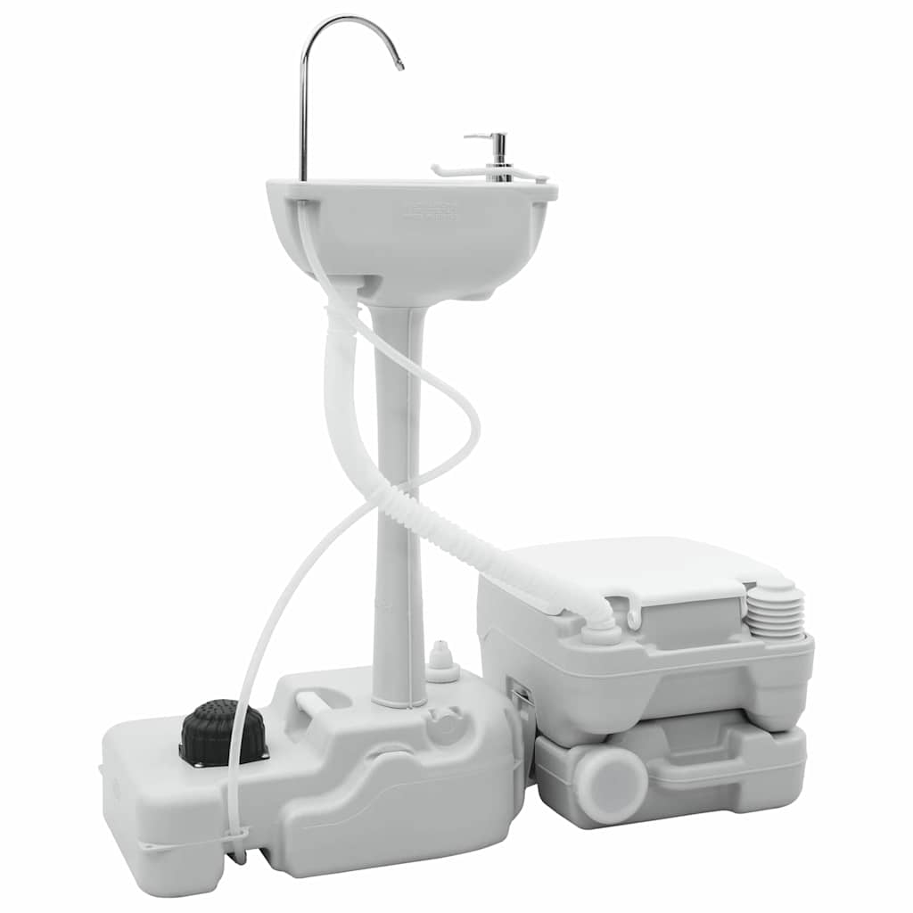 Vidaxl camping toilet set 2 pcs grijs en wit