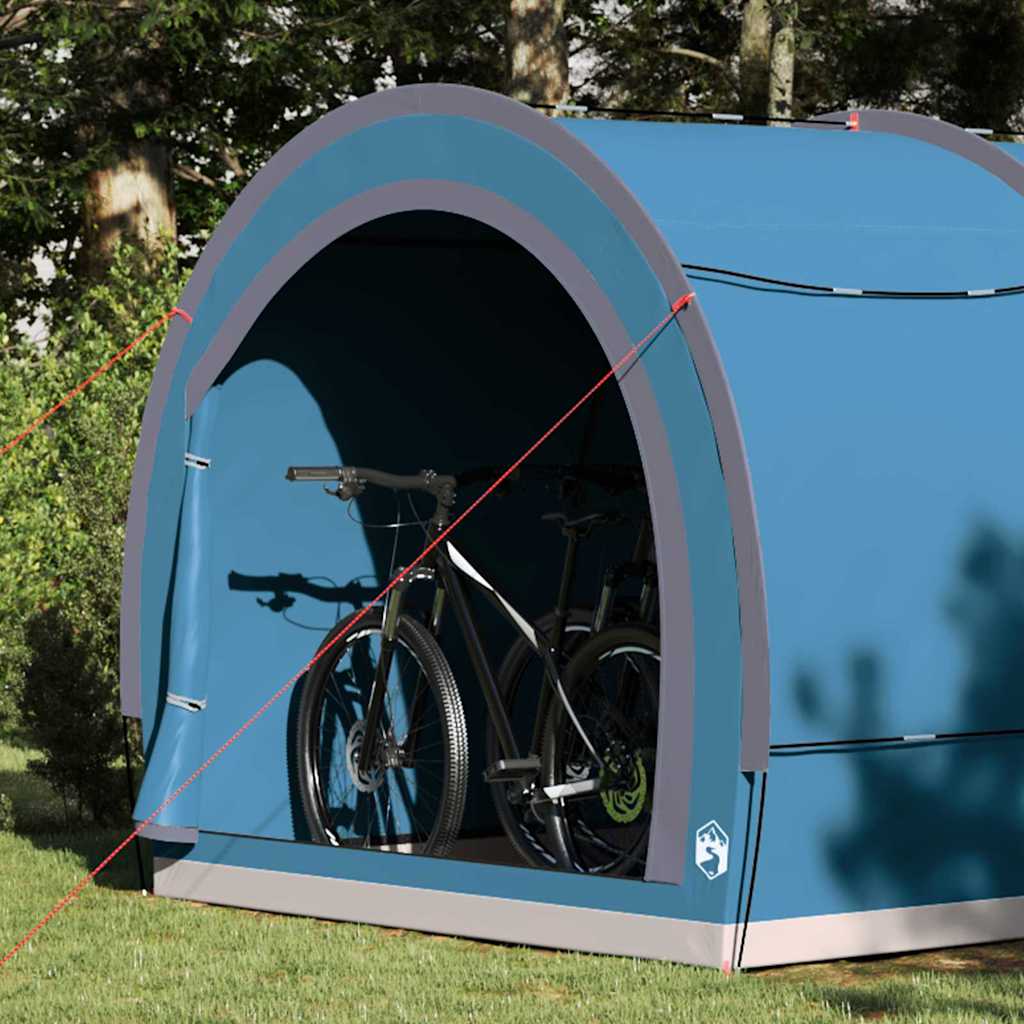 Vidaxl fietstent met dak met opslag blauw 256 x 222 x 182 cm taft